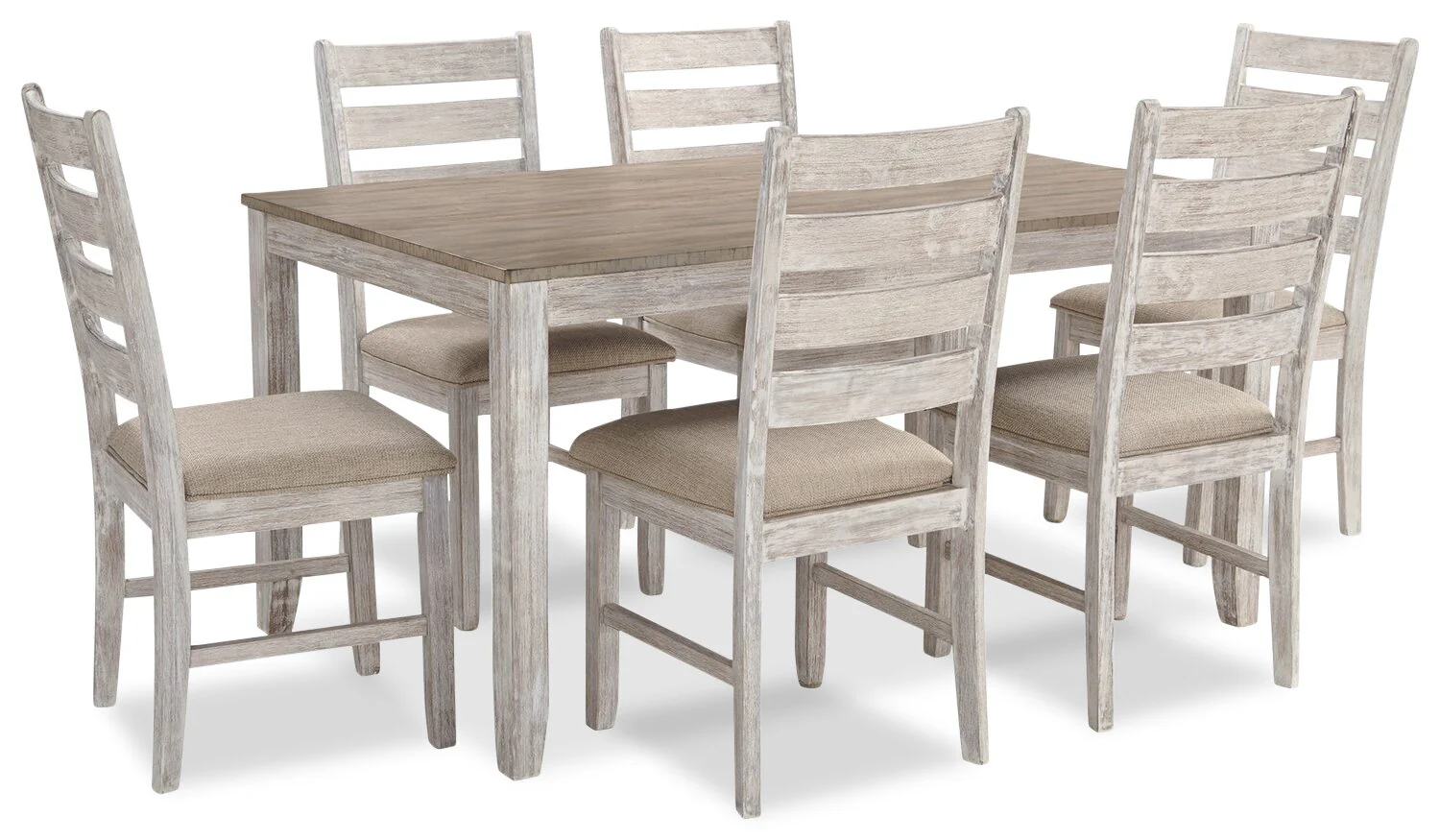 Koda 7pc Dining Set with Table & 6 Chairs, 59.9"W - White
