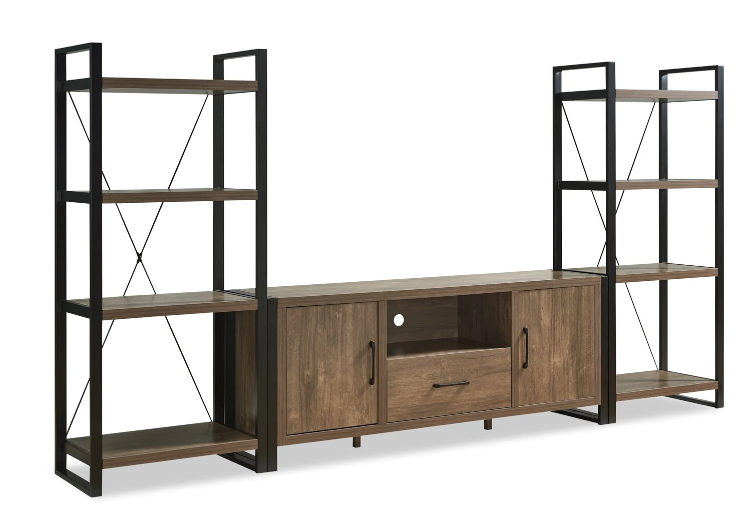 Alvin 66" Modern 3-Piece Entertainment Centre with Storage and Cable Management for TVs up to 70"- Hazelnut