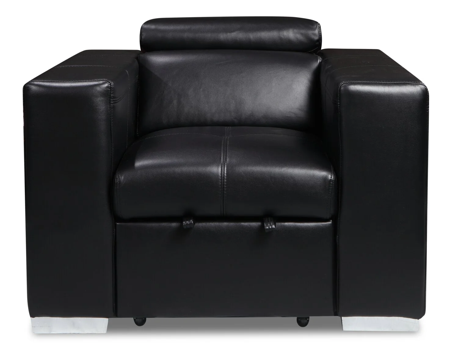 Drake 41.5" Leather-Look Fabric Chair with Pull-Out Ottoman and Flip-Up Headrest - Black