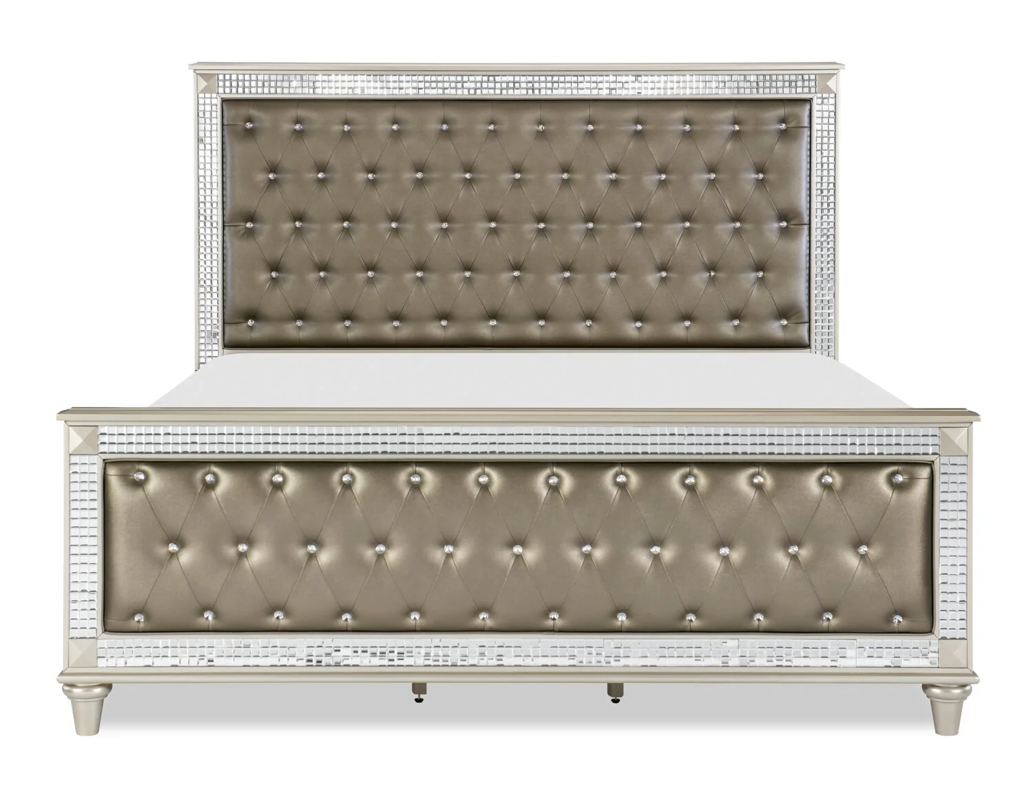 3086-tyra-panel-bed-with-headboard-frame-glam-vegan-leather-button-tufted-champagne-queen-size-2.webp Tyra Panel Bed with Headboard & Frame, Glam, Vegan Leather, Button-Tufted, Champagne - Queen Size
