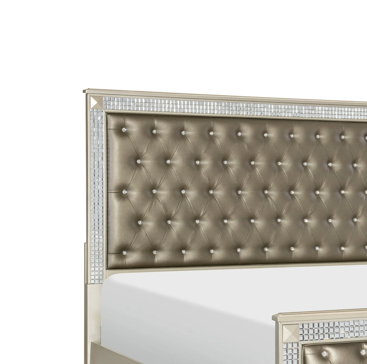 3086-tyra-panel-bed-with-headboard-frame-glam-vegan-leather-button-tufted-champagne-queen-size-3.webp Tyra Panel Bed with Headboard & Frame, Glam, Vegan Leather, Button-Tufted, Champagne - Queen Size