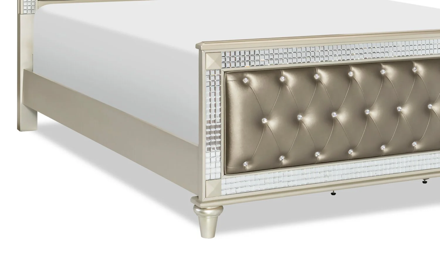 3086-tyra-panel-bed-with-headboard-frame-glam-vegan-leather-button-tufted-champagne-queen-size-4.webp Tyra Panel Bed with Headboard & Frame, Glam, Vegan Leather, Button-Tufted, Champagne - Queen Size