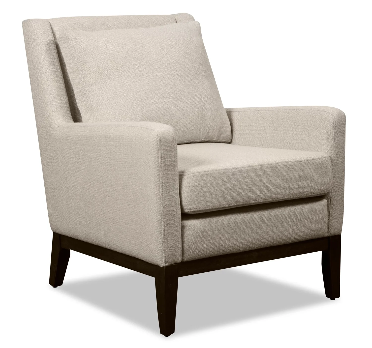 Adel 28.5" Linen-Look Fabric Accent Chair with Wood Base - Beige