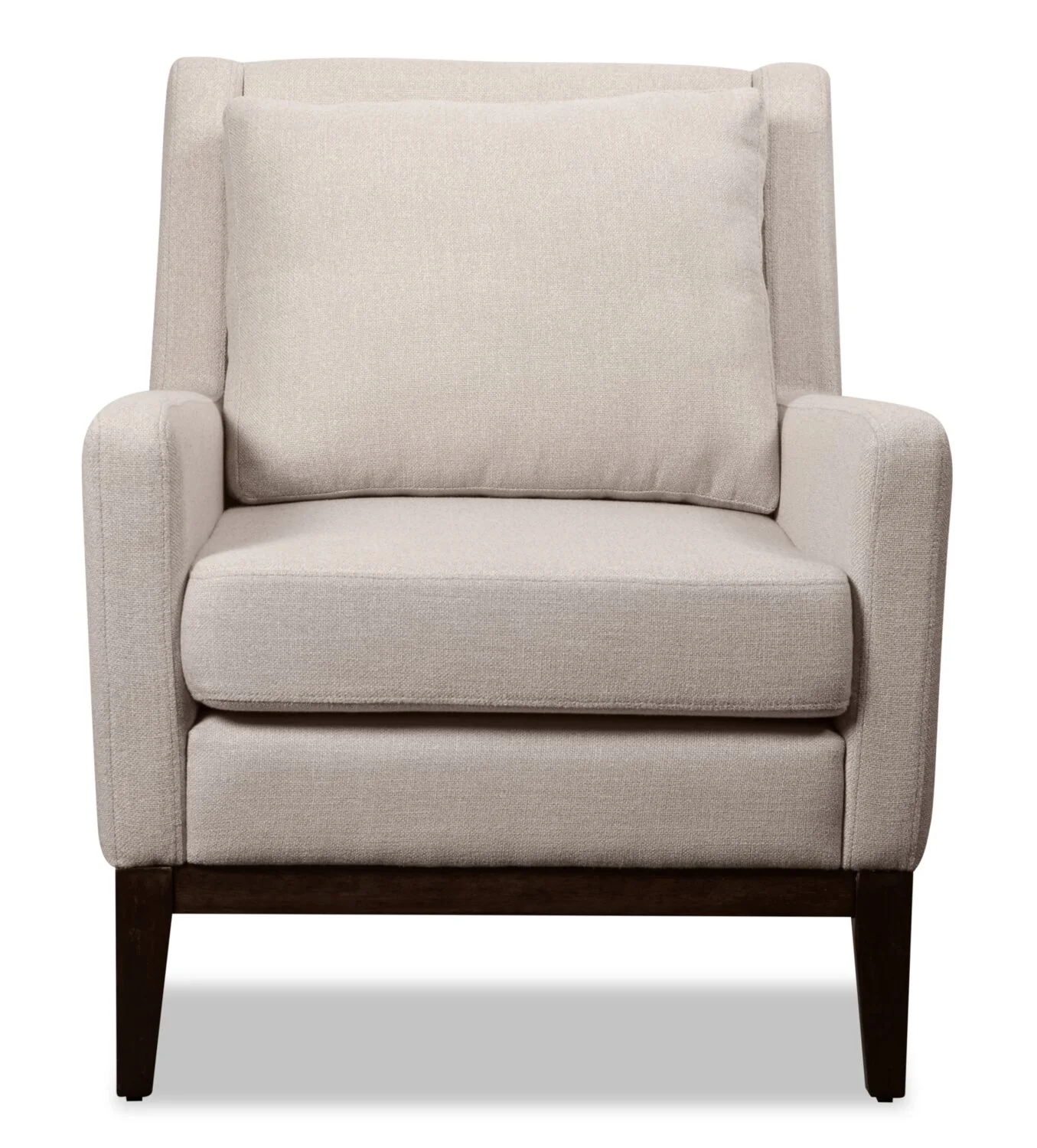 Adel 28.5" Linen-Look Fabric Accent Chair with Wood Base - Beige