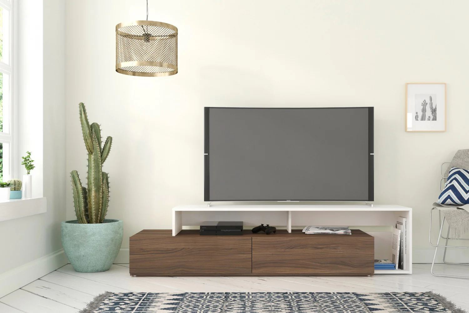 Nordika Tonik 72" TV Stand - Walnut/White