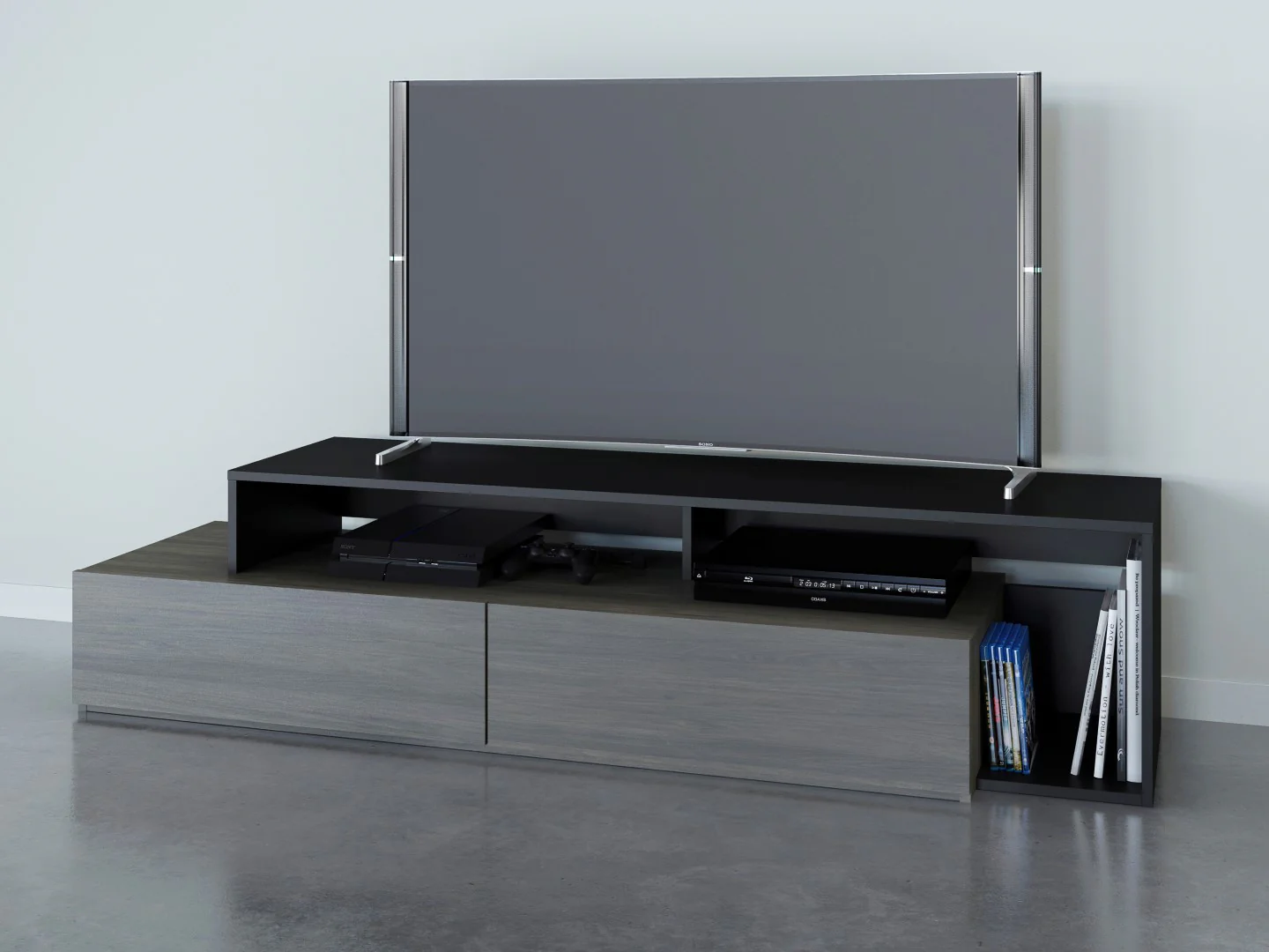 Nordika Damask 72" TV Stand - Grey/Black