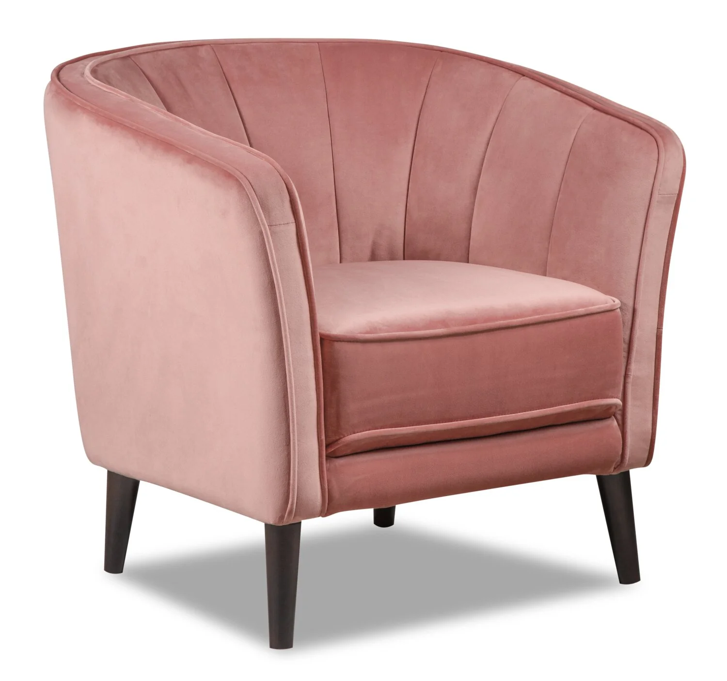Brinley 29" Velvet Fabric Accent Chair with Wood Legs - Pink