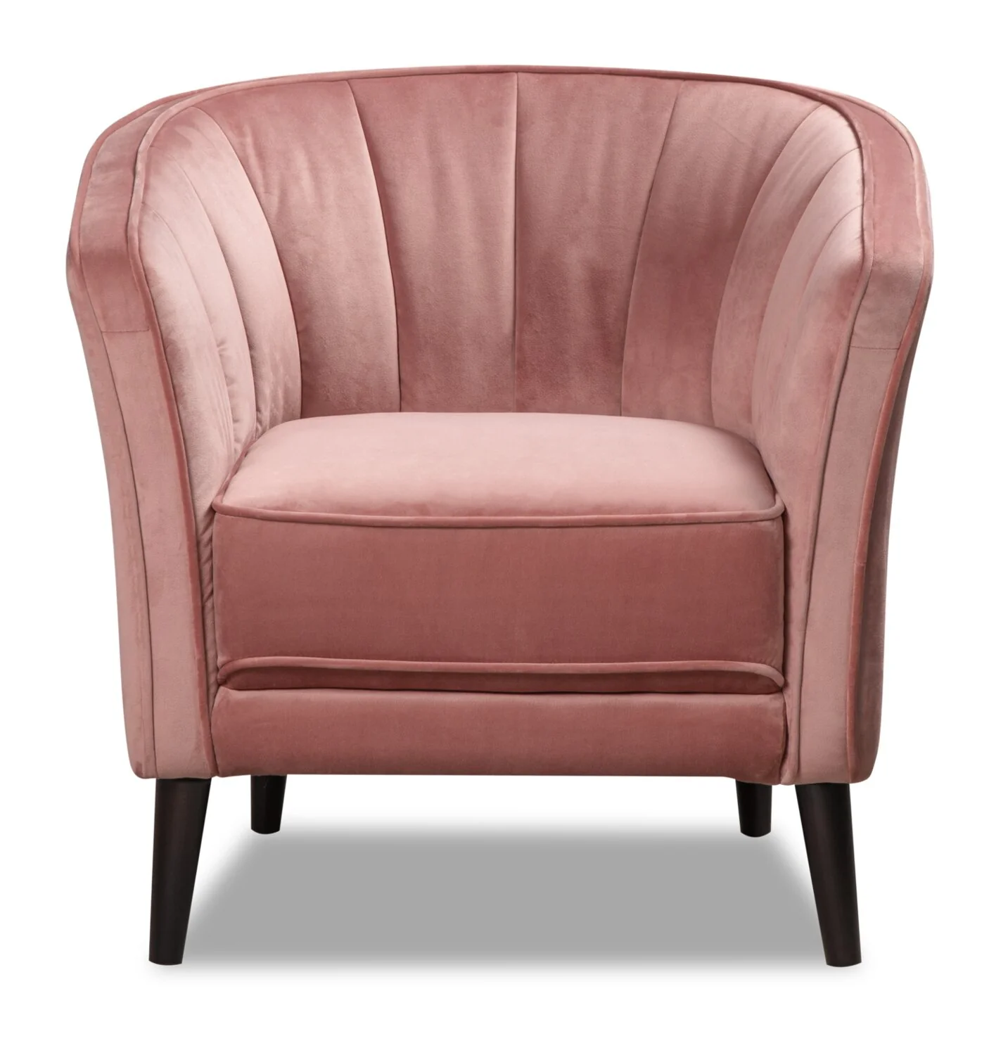 Brinley 29" Velvet Fabric Accent Chair with Wood Legs - Pink