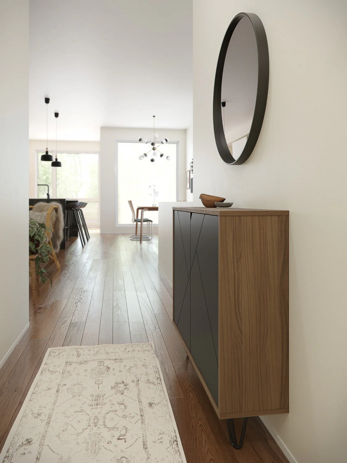 Nordika 2-Door Accent Cabinet - Nutmeg/Charcoal