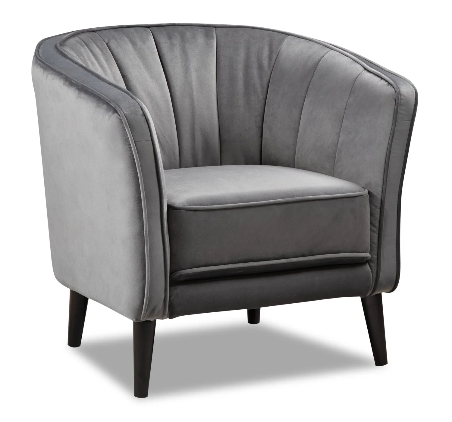 Brinley 29" Velvet Fabric Accent Chair with Wood Legs - Grey