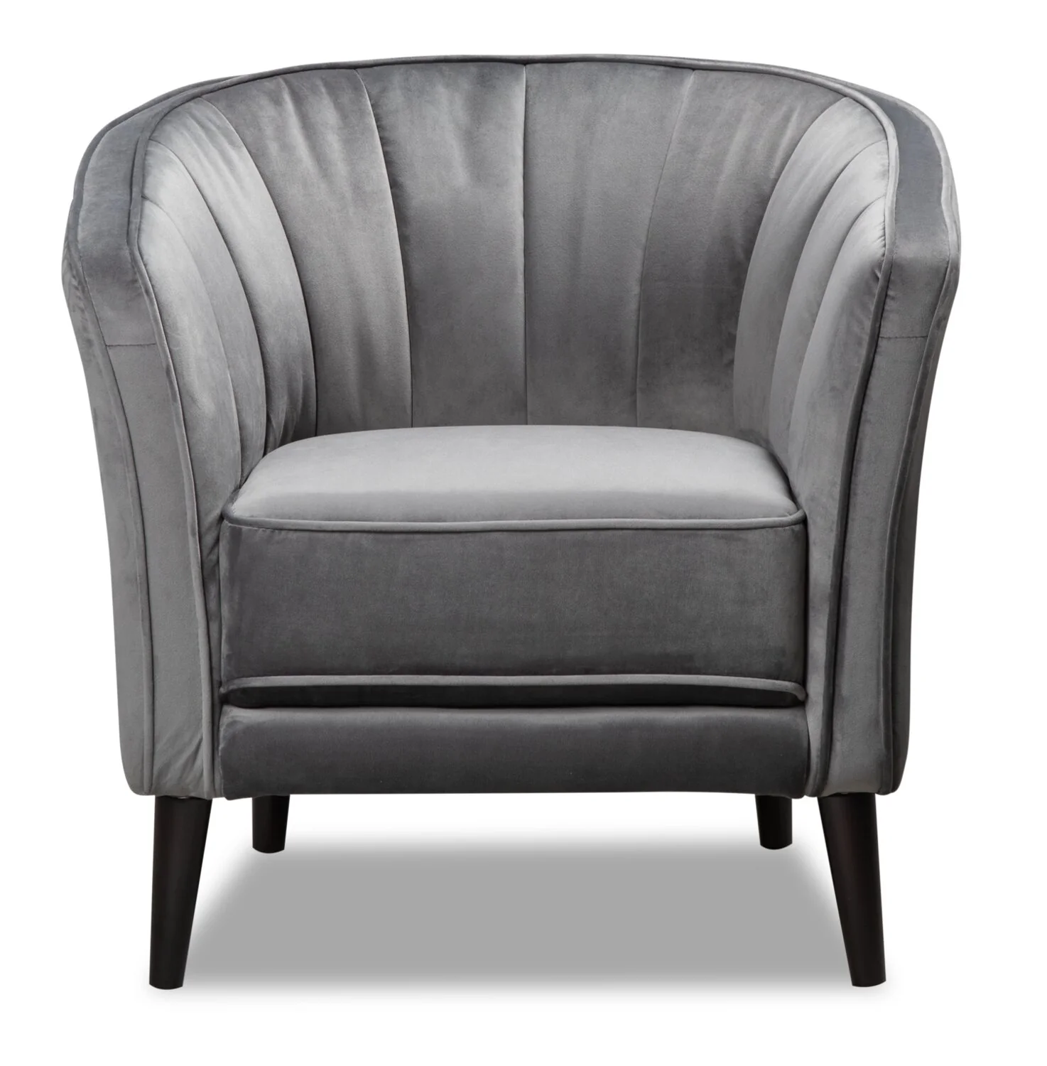 Brinley 29" Velvet Fabric Accent Chair with Wood Legs - Grey