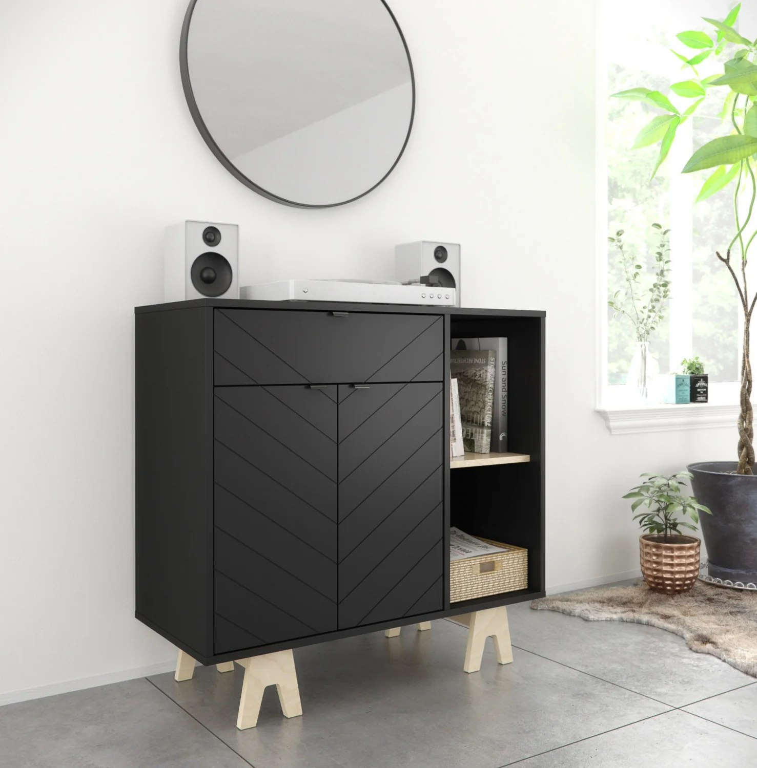 Nordika Gossip Accent Cabinet - Black