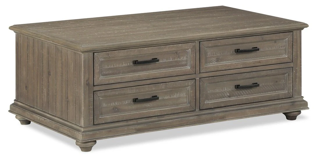 Winston 48" Rustic Coffee Table with Storage - Light Brown with Driftwood Finish