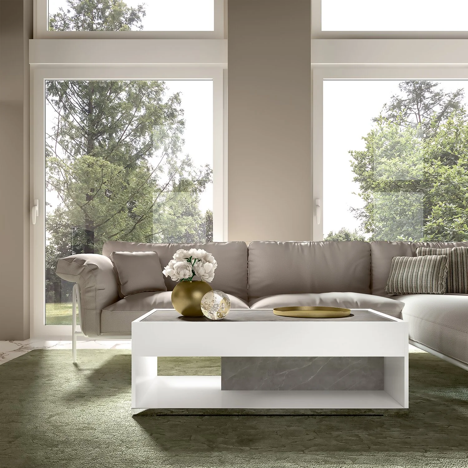 3162-marla-47-25-modern-coffee-table-with-shelf-white-and-grey-with-marble-look-4.webp Marla 47.25" Modern Coffee Table with Shelf - White and Grey with Marble Look