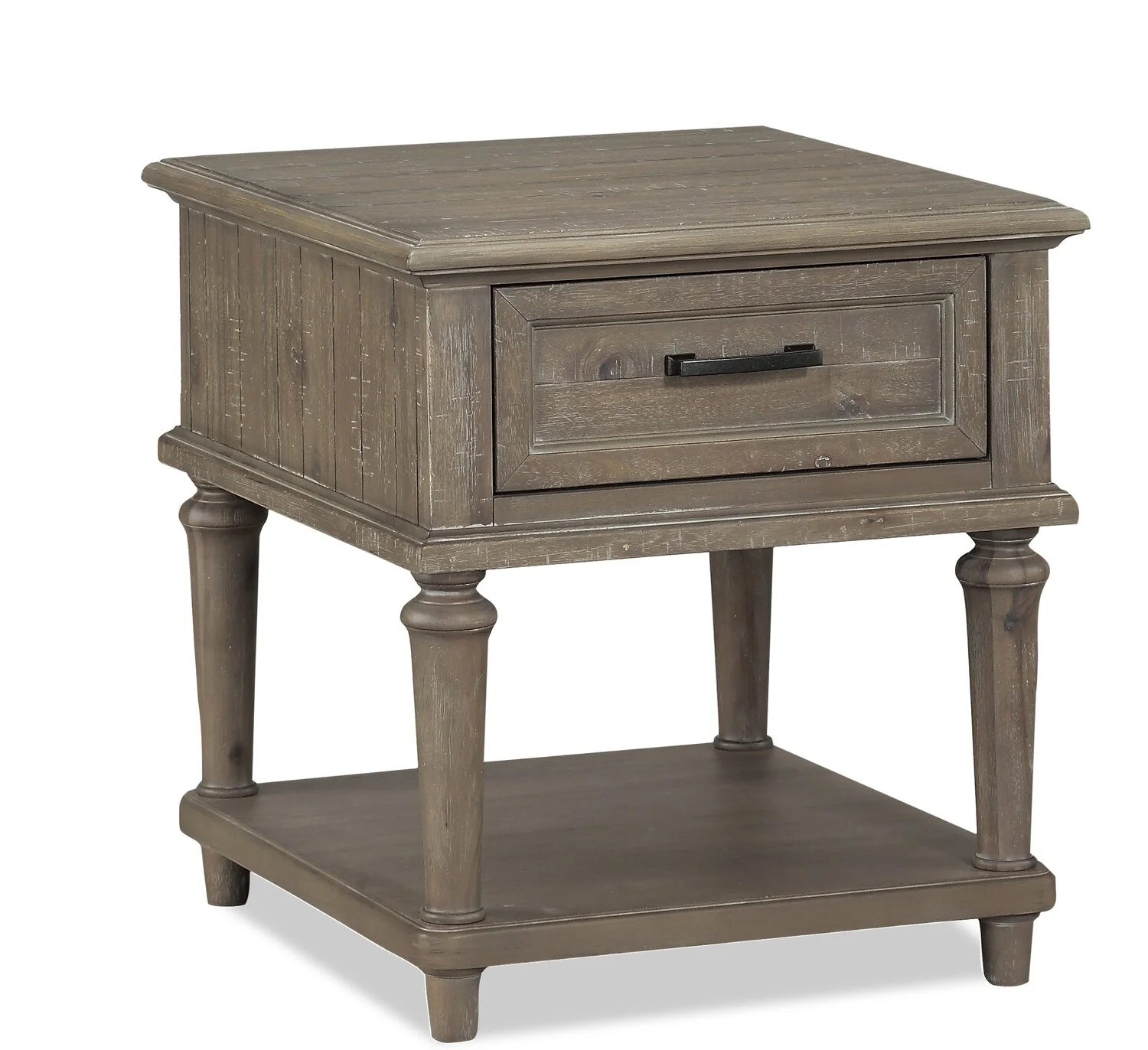 Winston 22" Rustic End Table with Storage and Shelf - Light Brown with Driftwood Finish