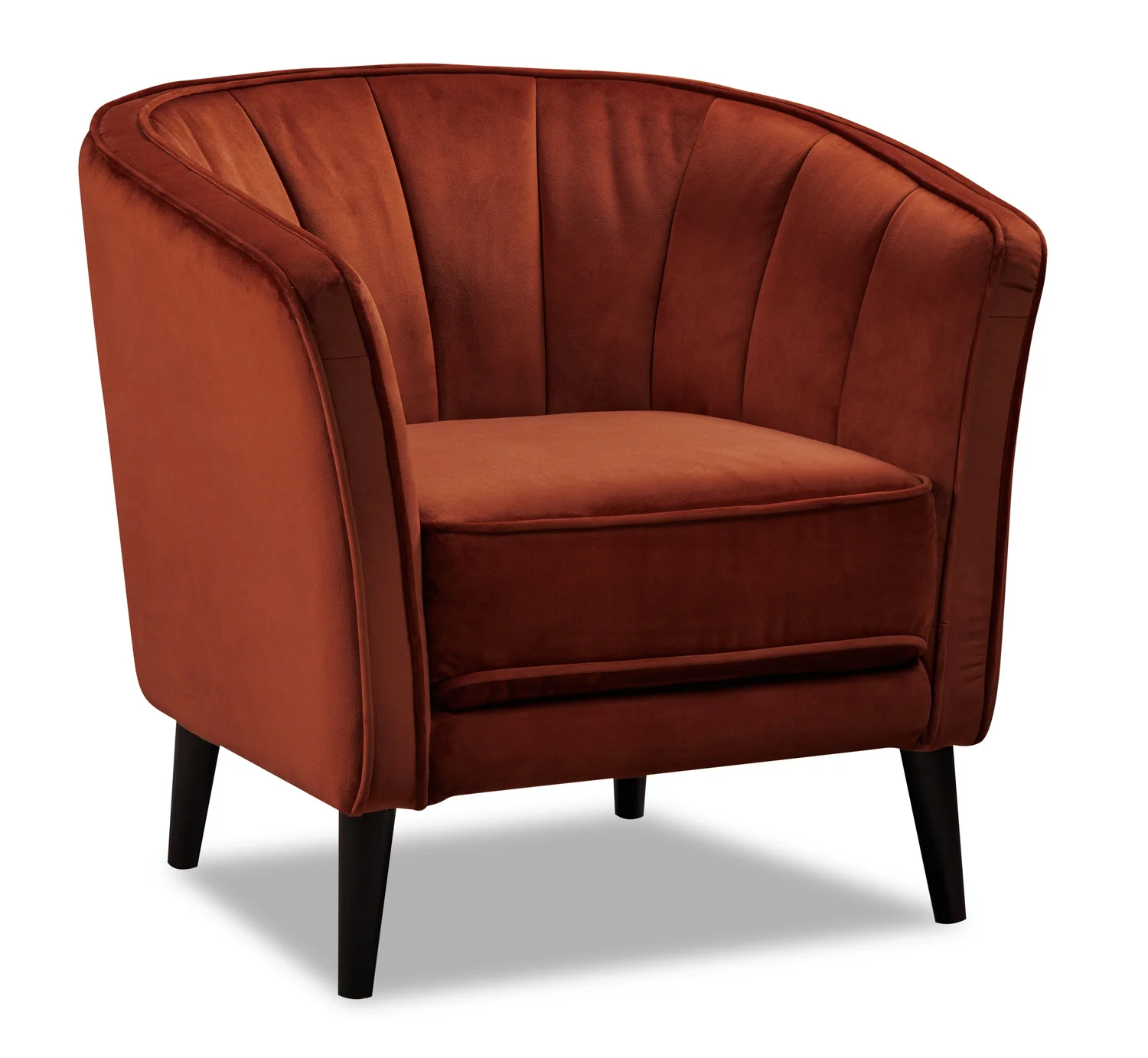 Brinley 29" Velvet Fabric Accent Chair with Wood Legs - Orange