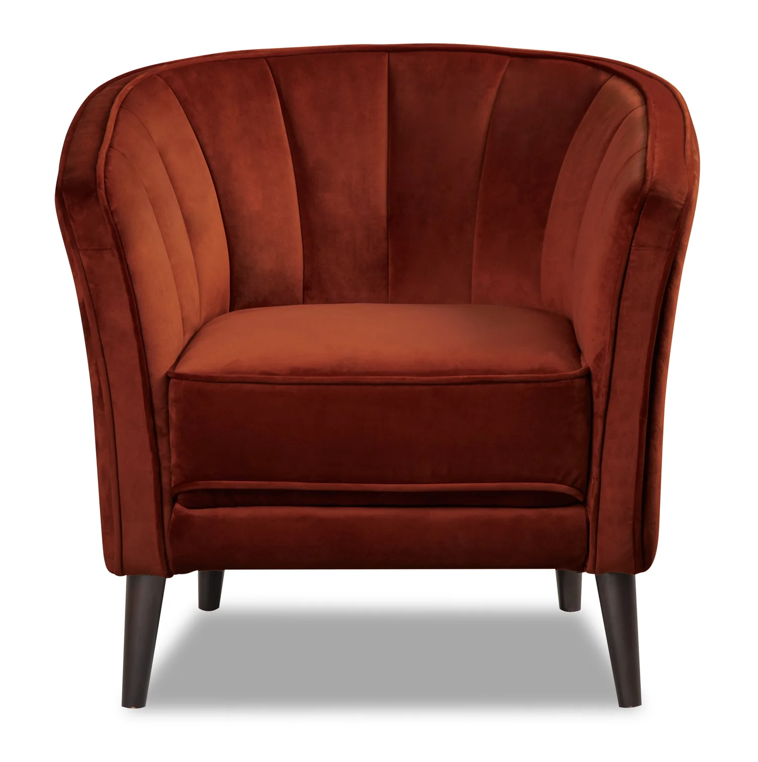 Brinley 29" Velvet Fabric Accent Chair with Wood Legs - Orange