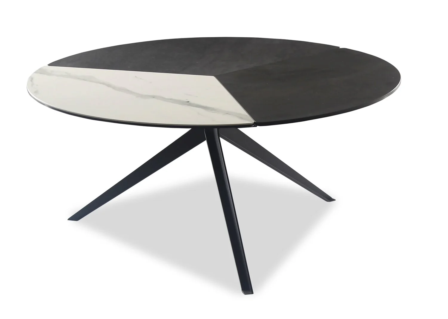 Titan 25.2" Modern Round Coffee Table - White, Grey & Black