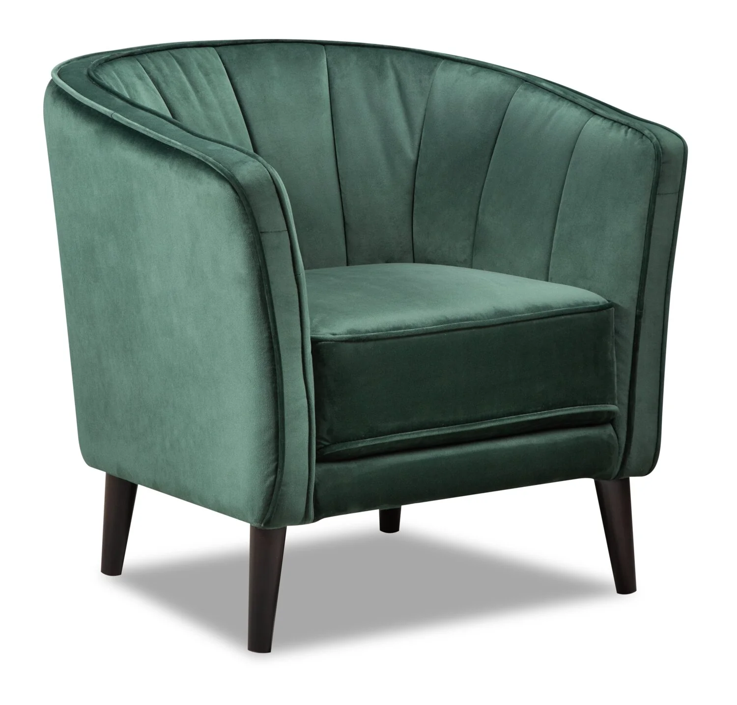 Brinley 29" Velvet Fabric Accent Chair with Wood Legs - Green