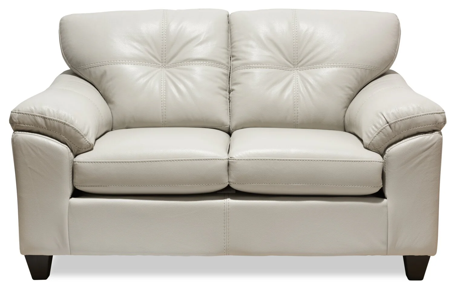 Made in Canada Addison 63" Leather-Look Fabric Loveseat with Removable Seat Cushions and Tufting - Beige