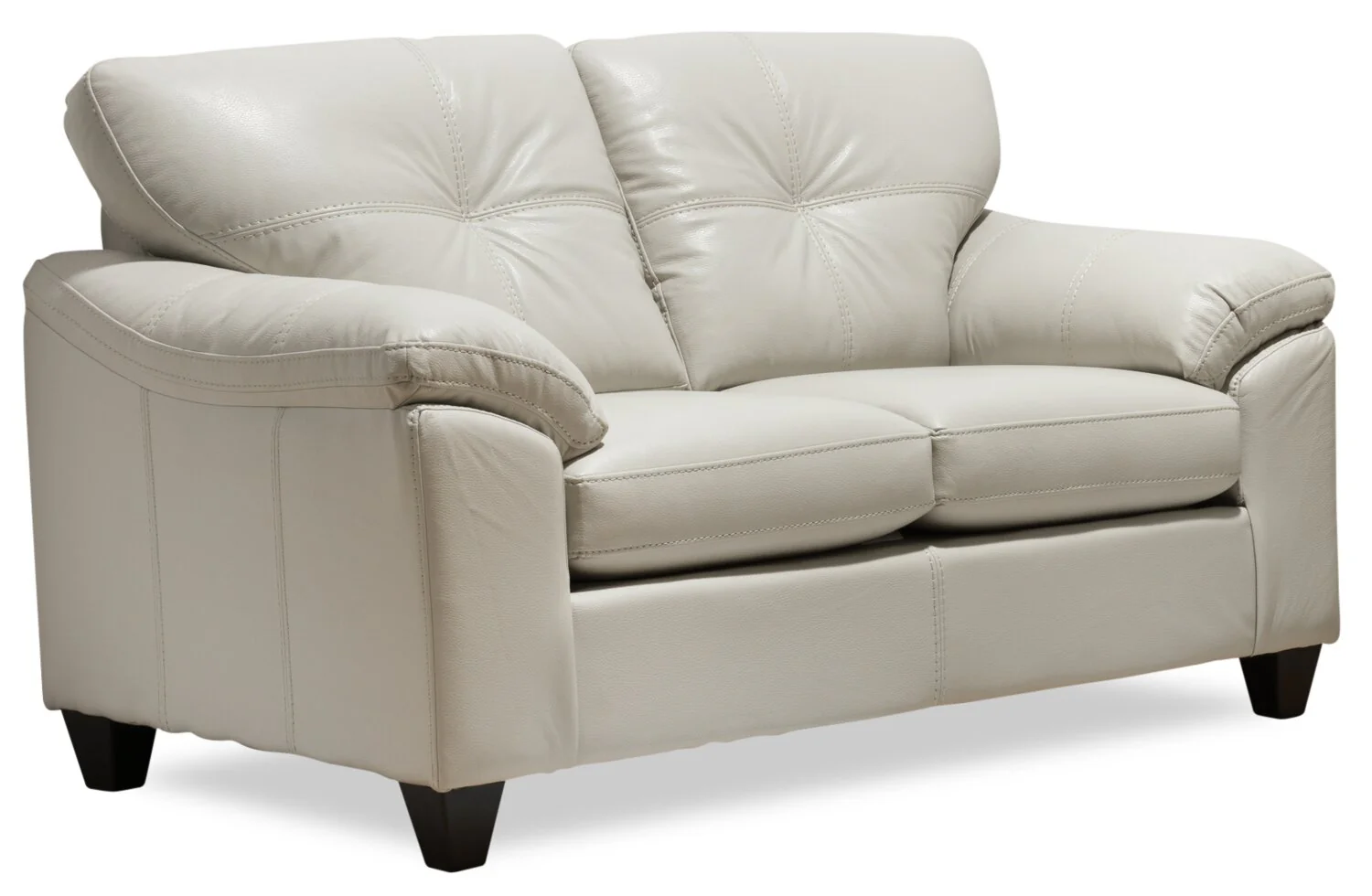 Made in Canada Addison 63" Leather-Look Fabric Loveseat with Removable Seat Cushions and Tufting - Beige