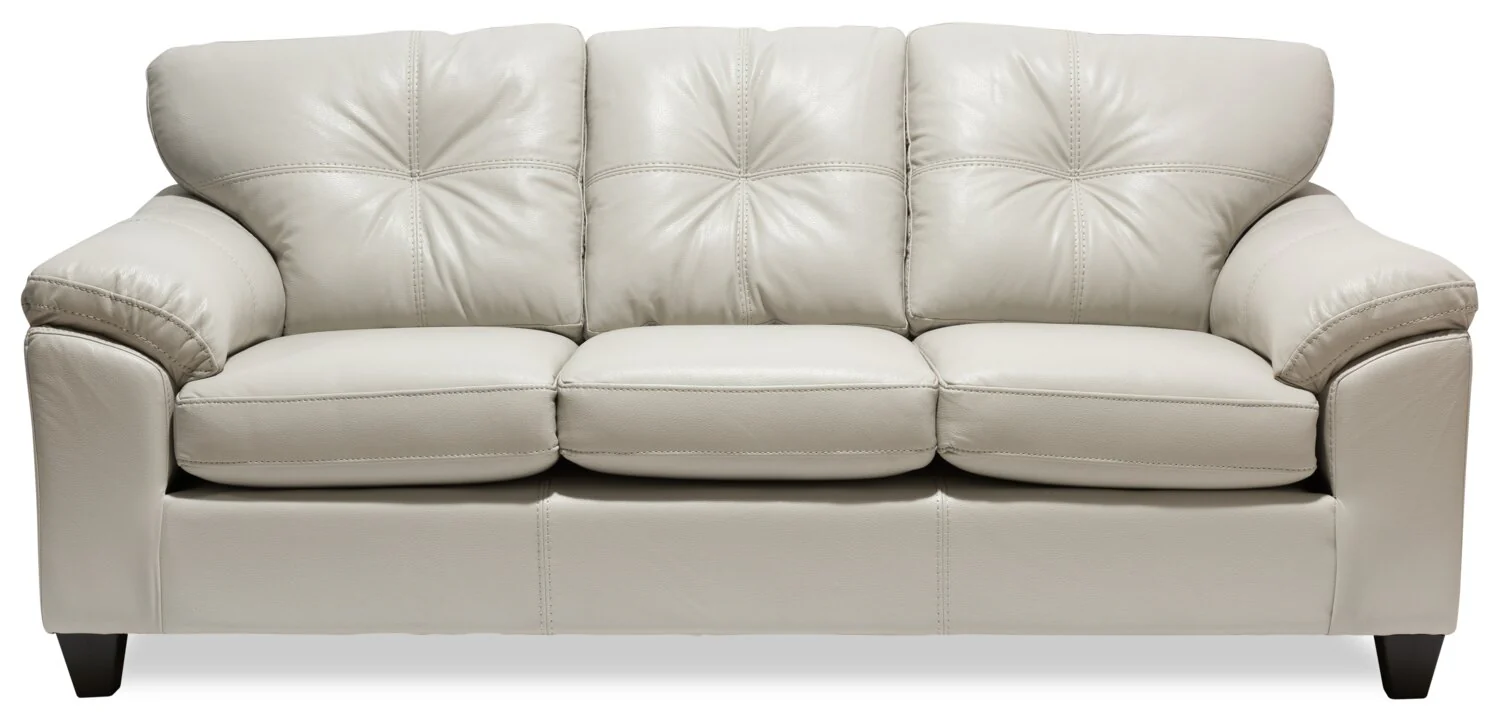 Made in Canada Addison 86" Leather-Look Fabric Sofa with Removable Seat Cushion and Tufting - Beige