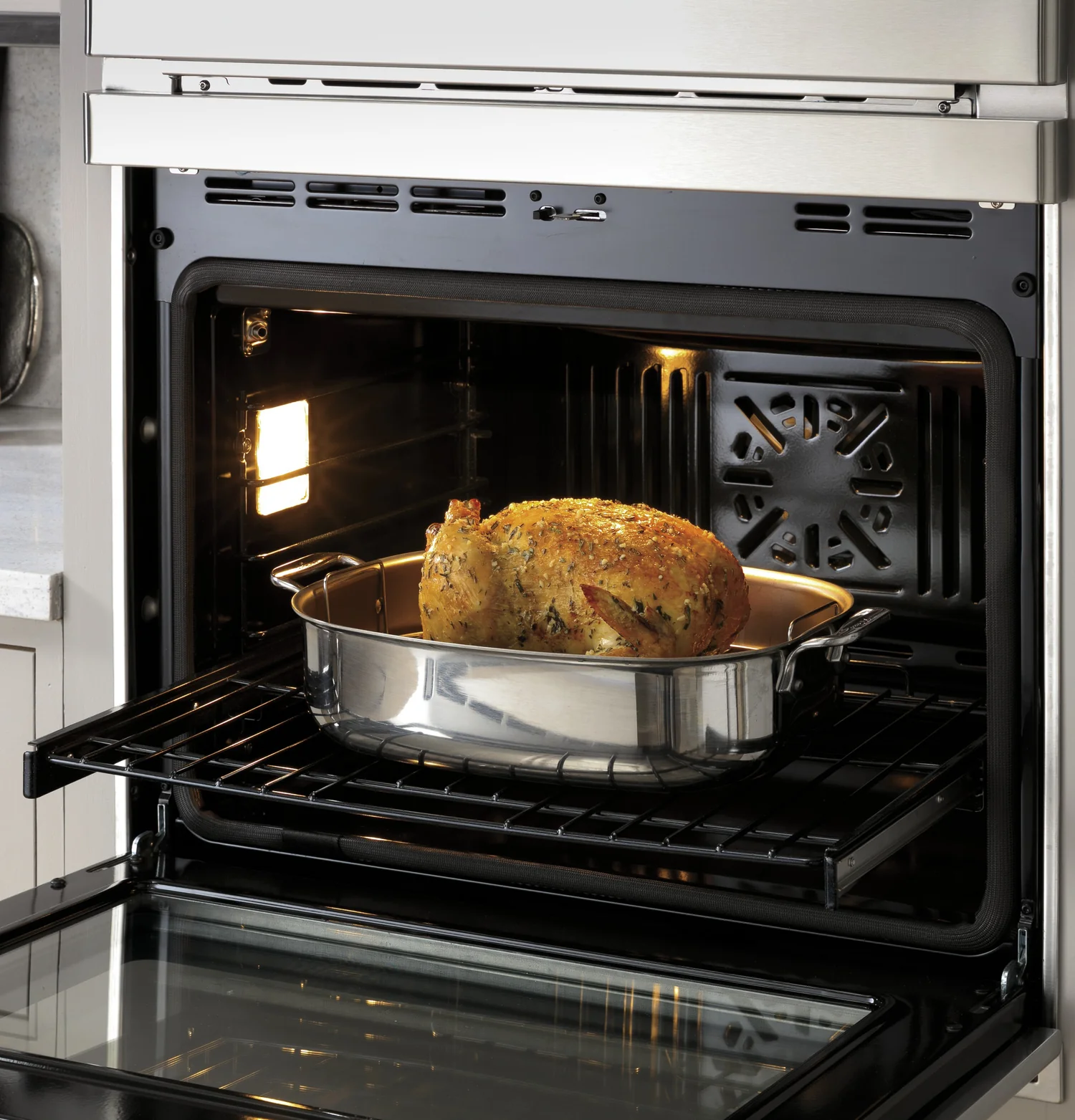 Cafe 30" 6.7 Cu. Ft. Electric Wall Oven with Combination Double Wall Oven with True Convection - Stainless - CTC912P2NS1