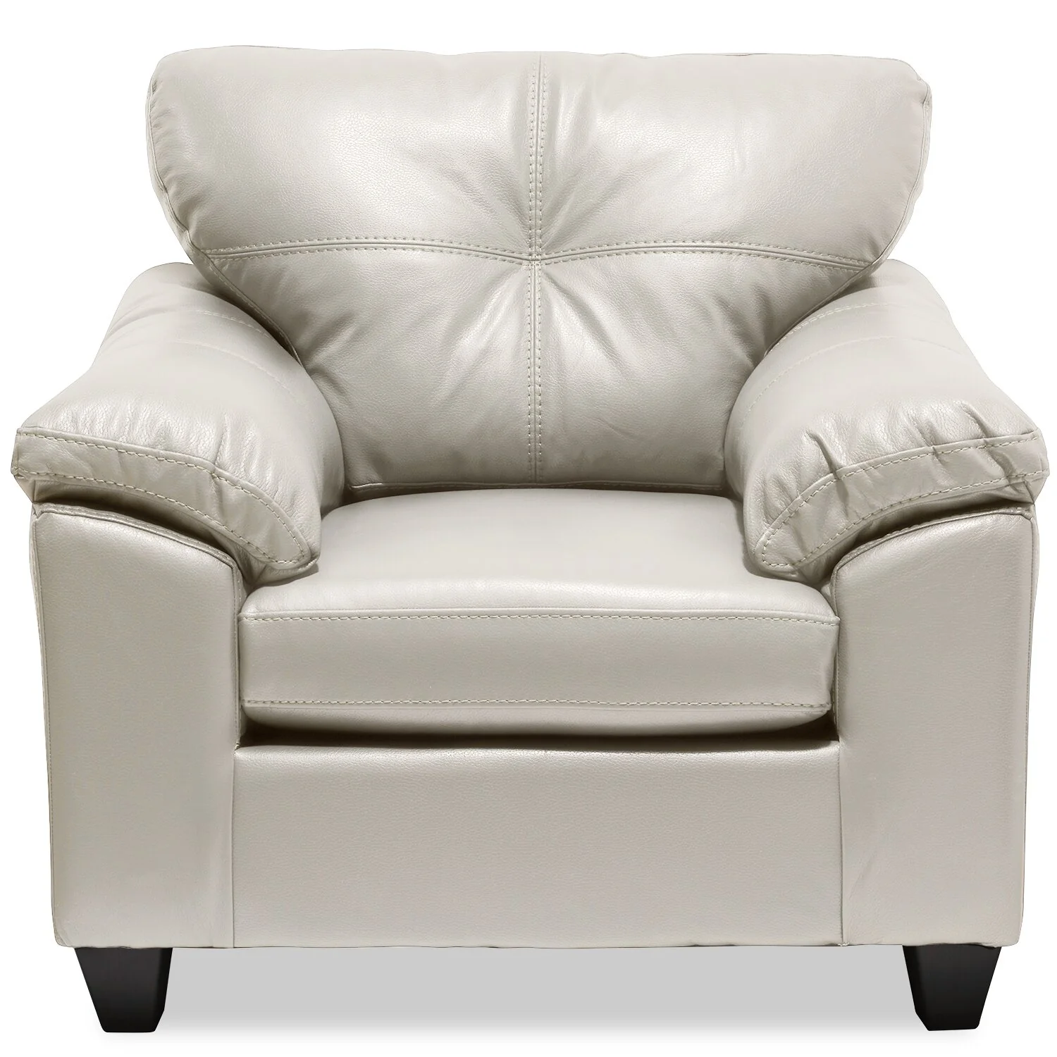 Made in Canada Addison 42" Leather-Look Fabric Chair with Removable Seat Cushion and Tufting - Beige
