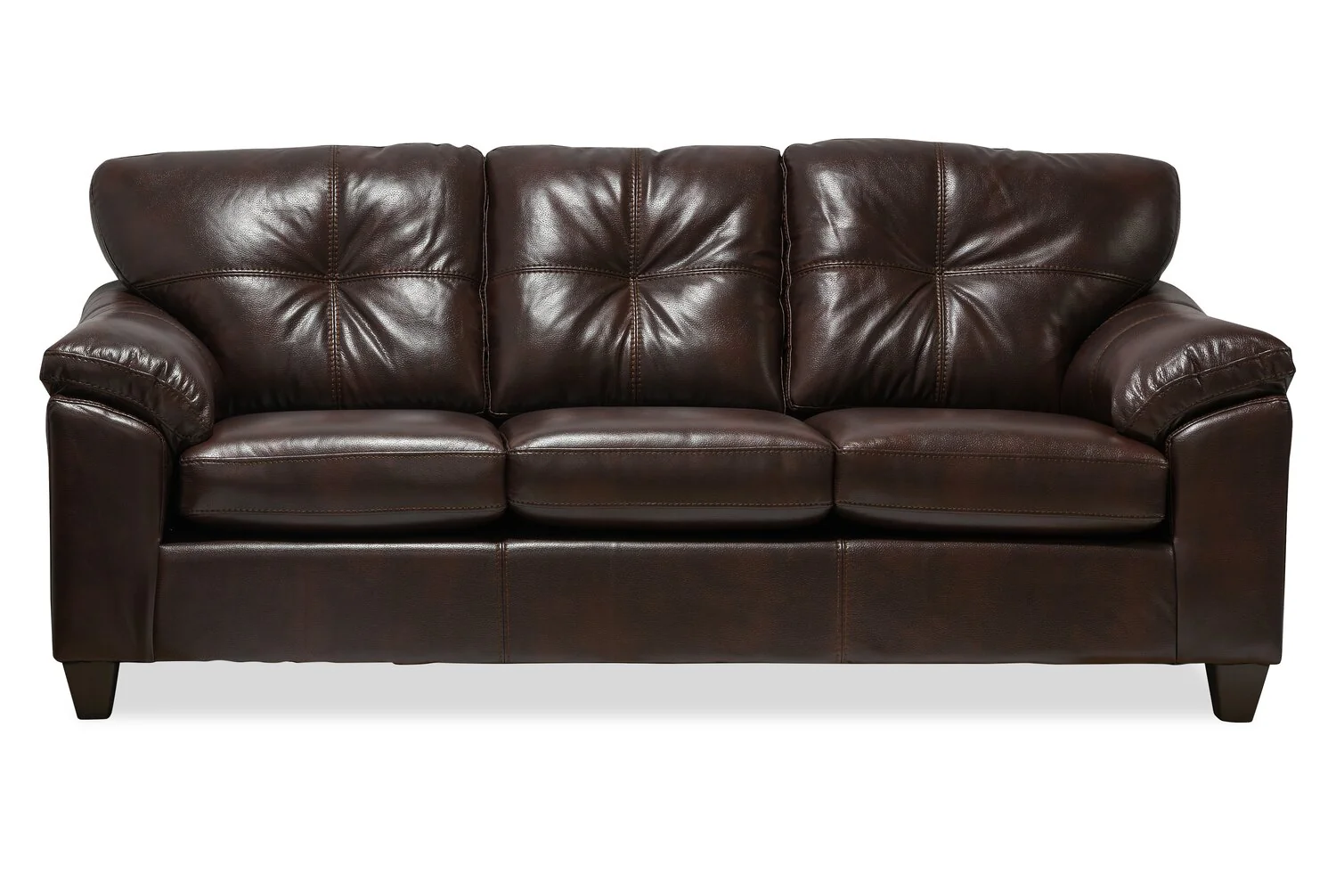 Made in Canada Addison 86" Leather-Look Fabric Sofa with Removable Seat Cushion and Tufting - Brown