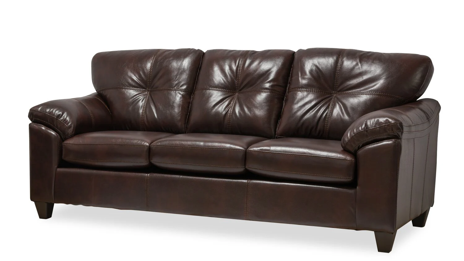 Made in Canada Addison 86" Leather-Look Fabric Sofa with Removable Seat Cushion and Tufting - Brown