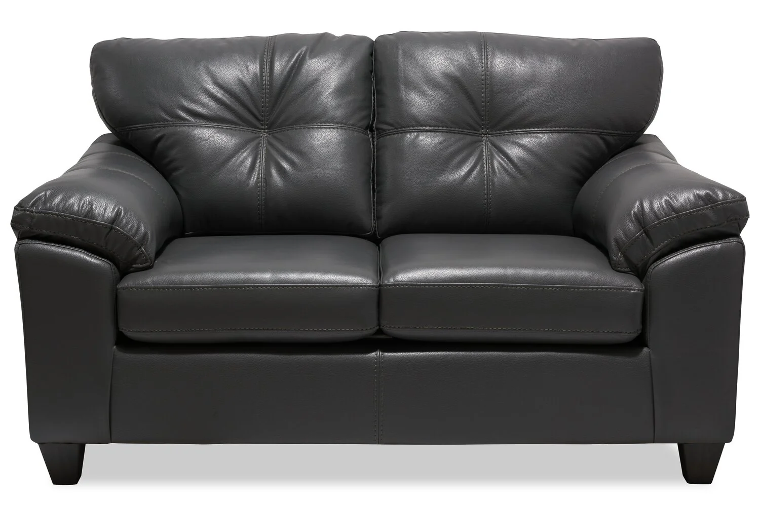 Made in Canada Addison 63" Leather-Look Fabric Loveseat with Removable Seat Cushions and Tufting - Grey