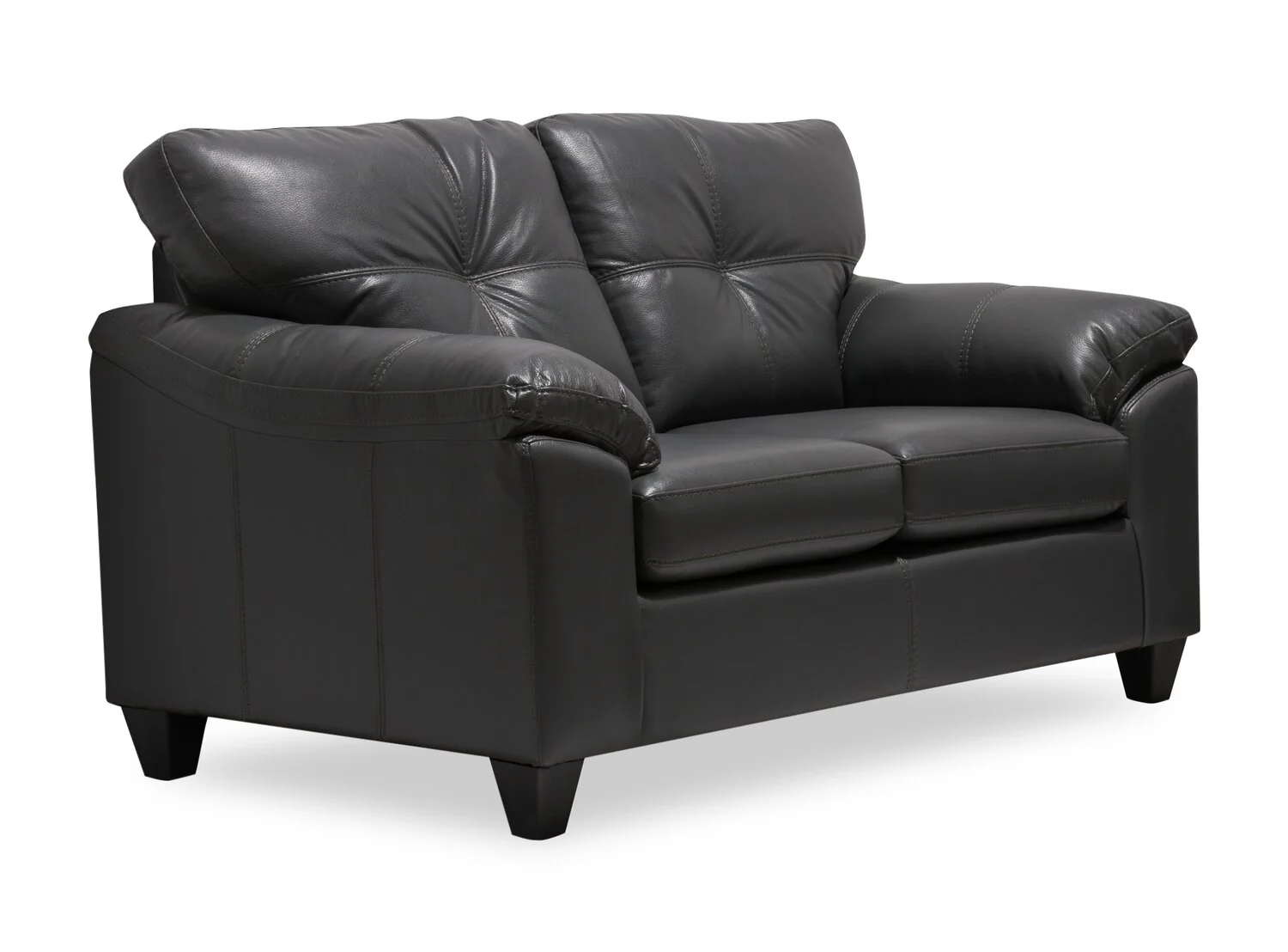 Made in Canada Addison 63" Leather-Look Fabric Loveseat with Removable Seat Cushions and Tufting - Grey