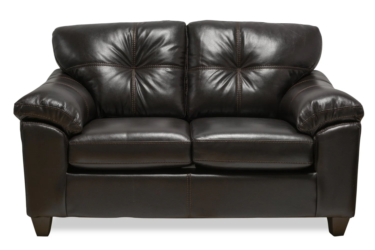 Made in Canada Addison 63" Leather-Look Fabric Loveseat with Removable Seat Cushions and Tufting - Blackberry Black