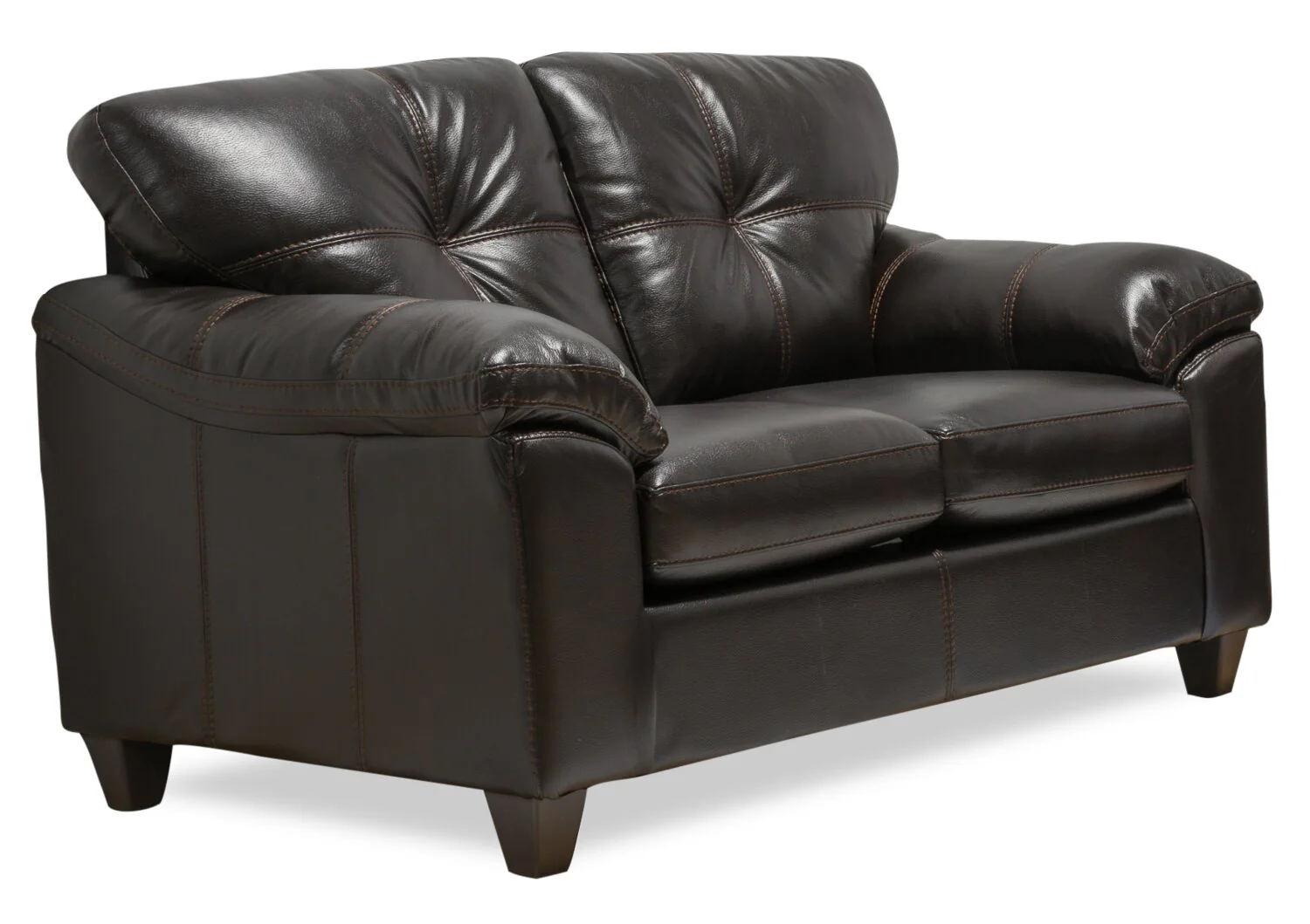 Made in Canada Addison 63" Leather-Look Fabric Loveseat with Removable Seat Cushions and Tufting - Blackberry Black