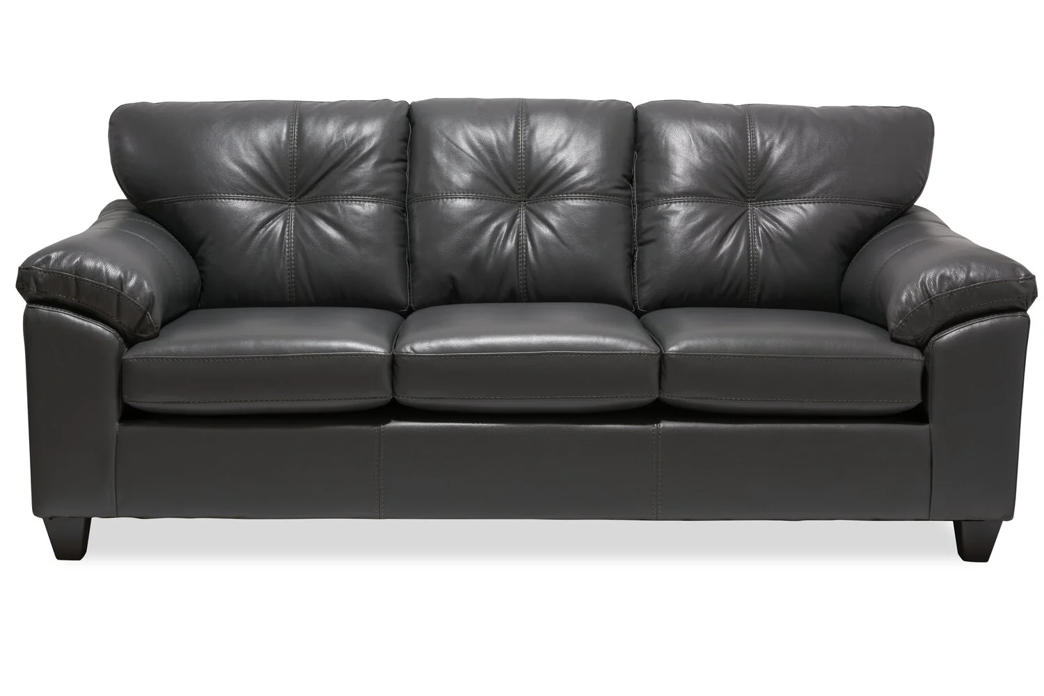 Made in Canada Addison 86" Leather-Look Fabric Sofa with Tufted Back Cushion - Grey