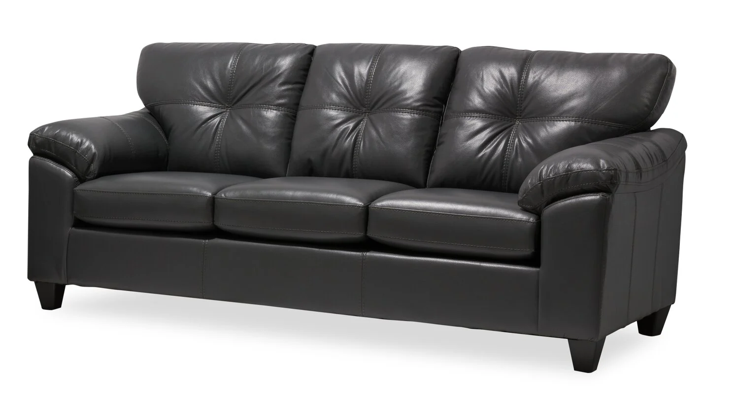 Made in Canada Addison 86" Leather-Look Fabric Sofa with Tufted Back Cushion - Grey