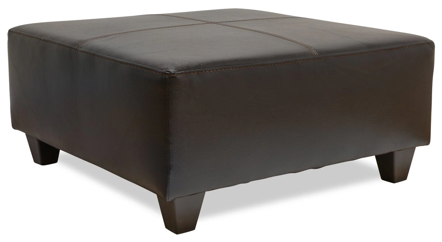 Made in Canada Addison 37" Leather-Look Ottoman - Blackberry Black