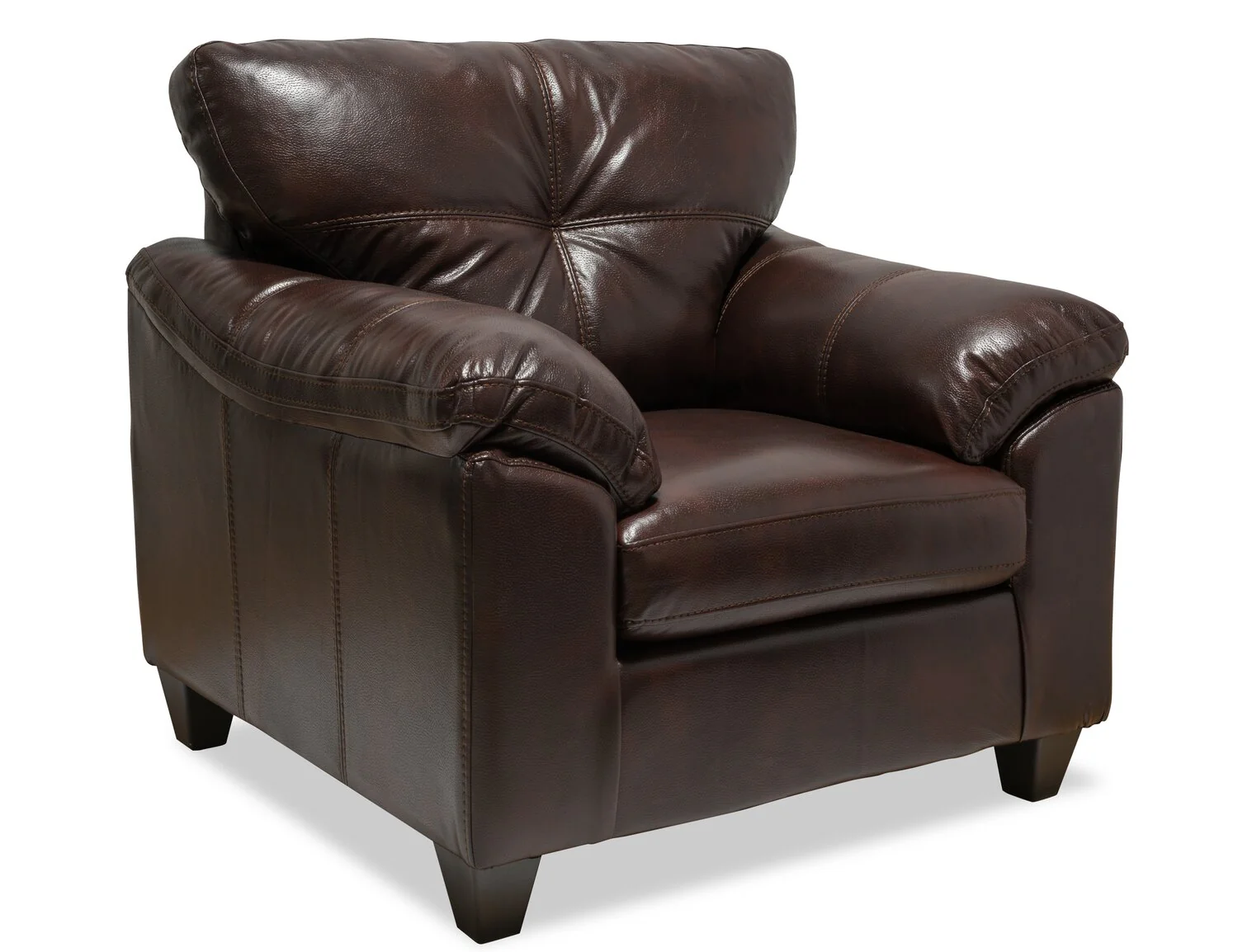 Made in Canada Addison 42" Leather-Look Fabric Chair with Removable Seat Cushion and Tufting - Brown