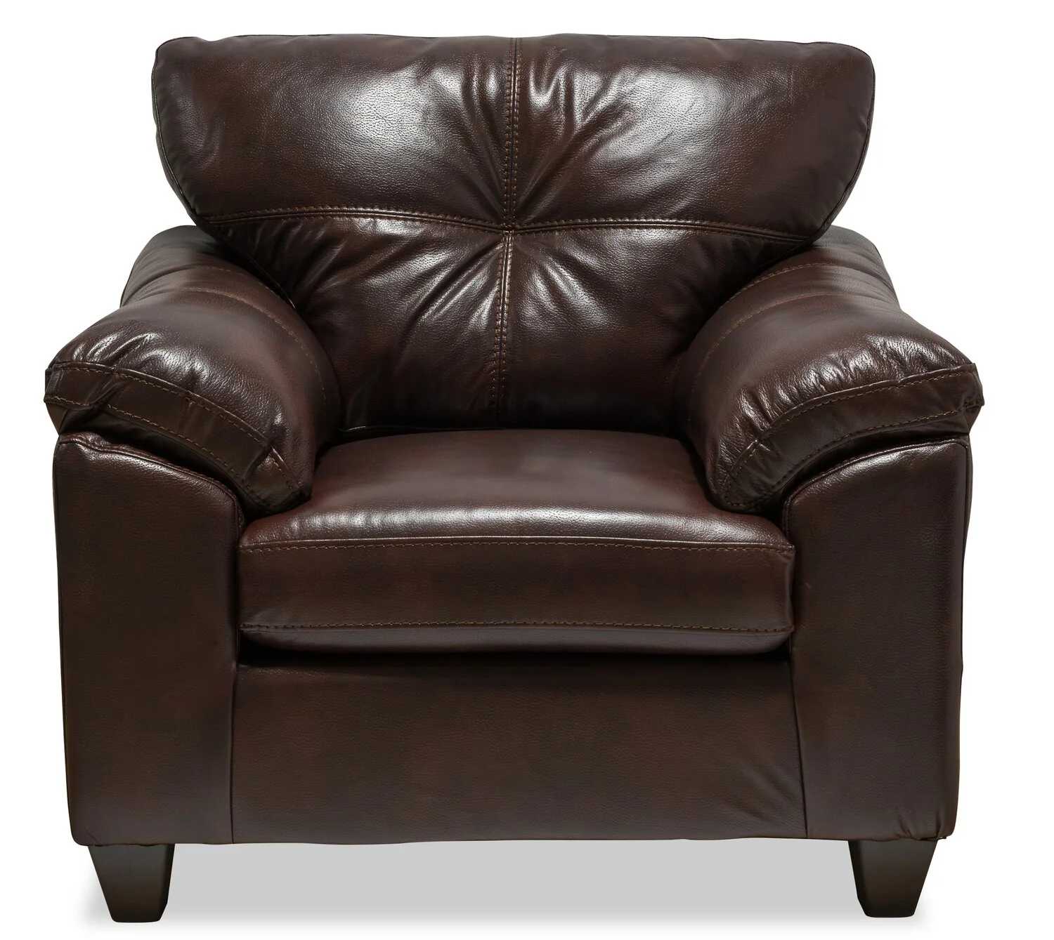 Made in Canada Addison 42" Leather-Look Fabric Chair with Removable Seat Cushion and Tufting - Brown