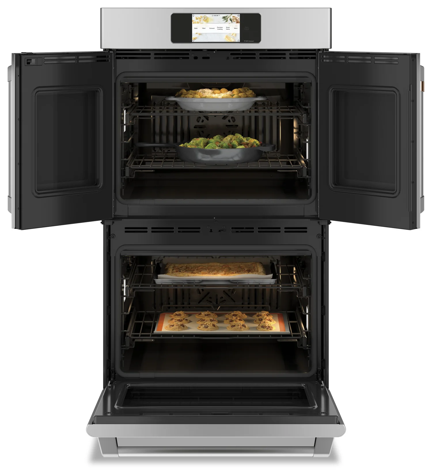Cafe 30" 10 Cu. Ft. Electric Double Wall Oven with True European Convection - Stainless - CTD90FP2NS1