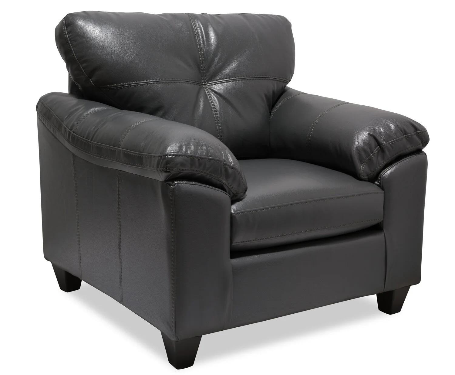 Made in Canada Addison 42" Leather-Look Fabric Chair with Tufted Back Cushion - Grey