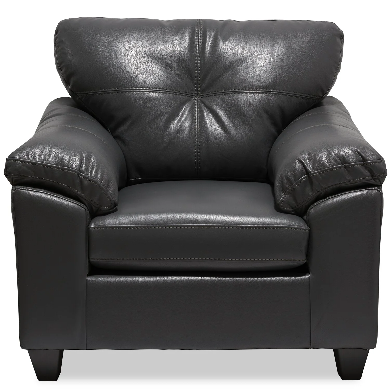 Made in Canada Addison 42" Leather-Look Fabric Chair with Tufted Back Cushion - Grey