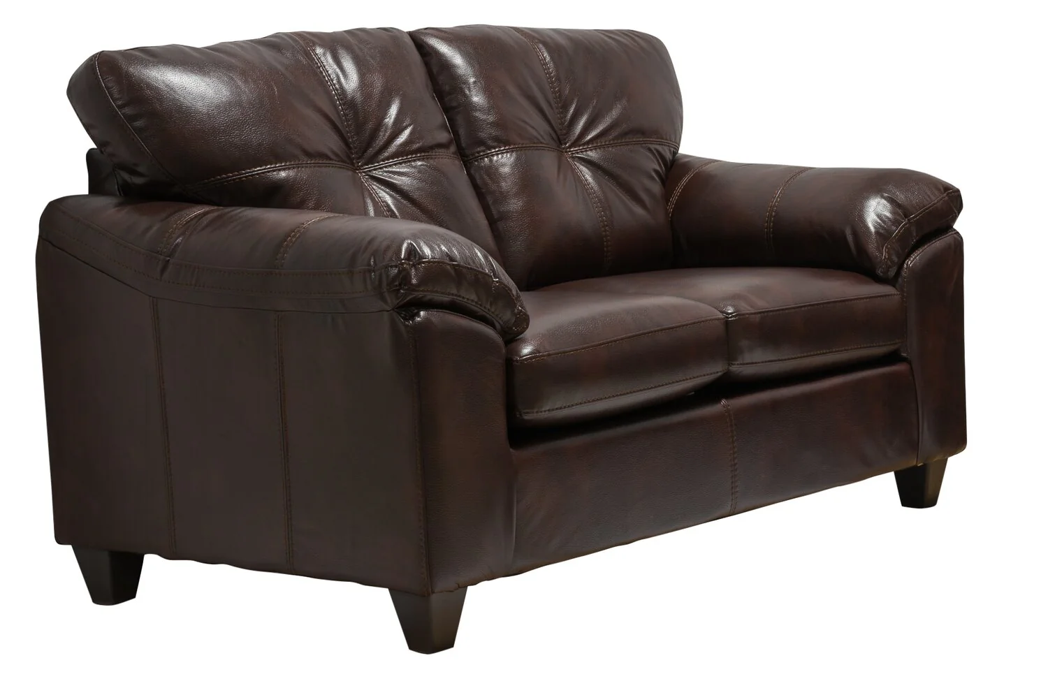 Made in Canada Addison 63" Leather-Look Fabric Loveseat with Removable Seat Cushions and Tufting - Brown