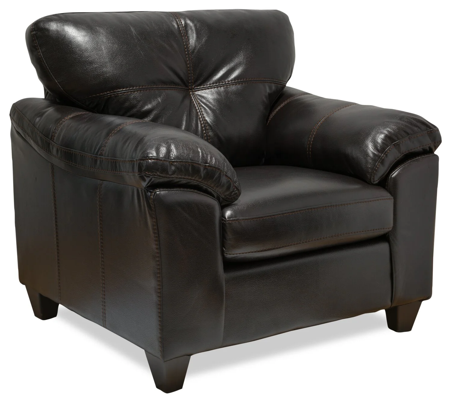 Made in Canada Addison 42" Leather-Look Fabric Chair with Removable Seat Cushion and Tufting - Blackberry Black