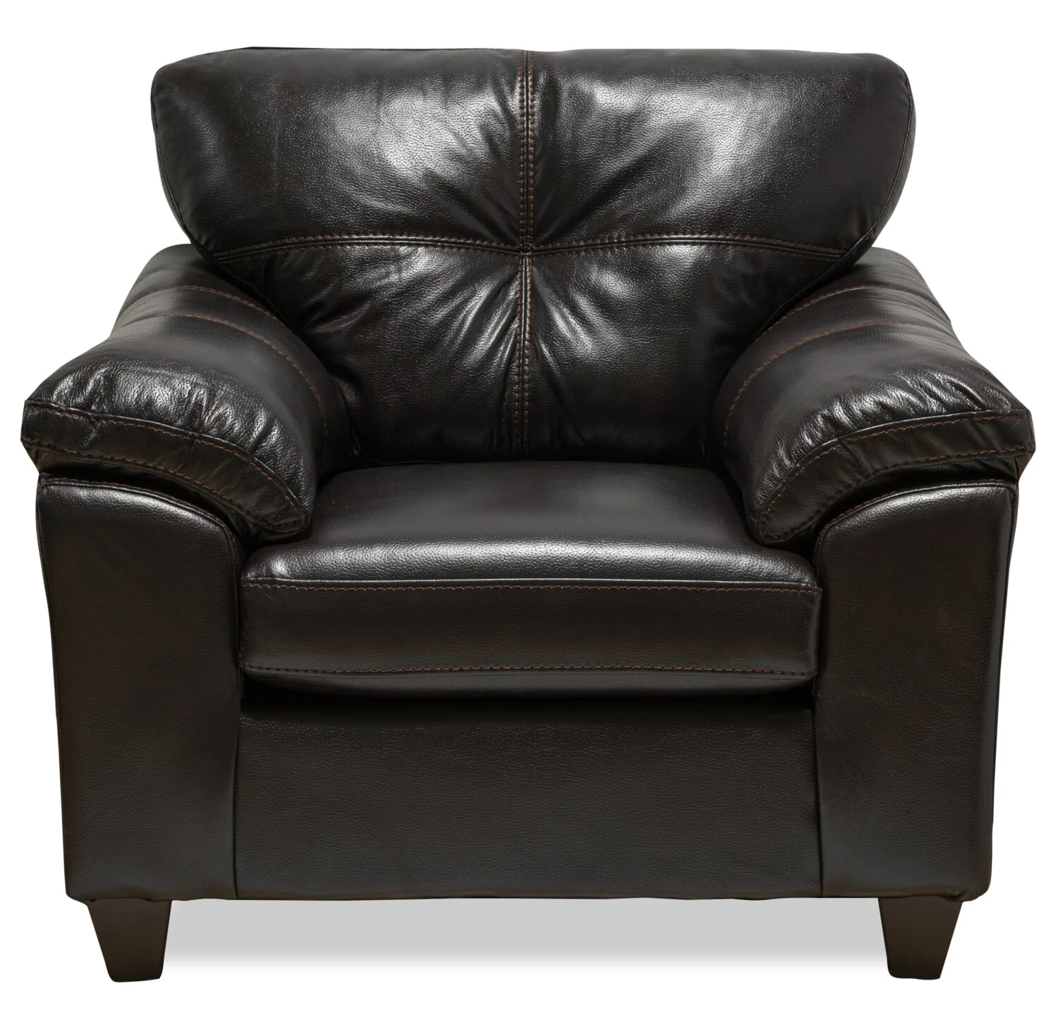 Made in Canada Addison 42" Leather-Look Fabric Chair with Removable Seat Cushion and Tufting - Blackberry Black