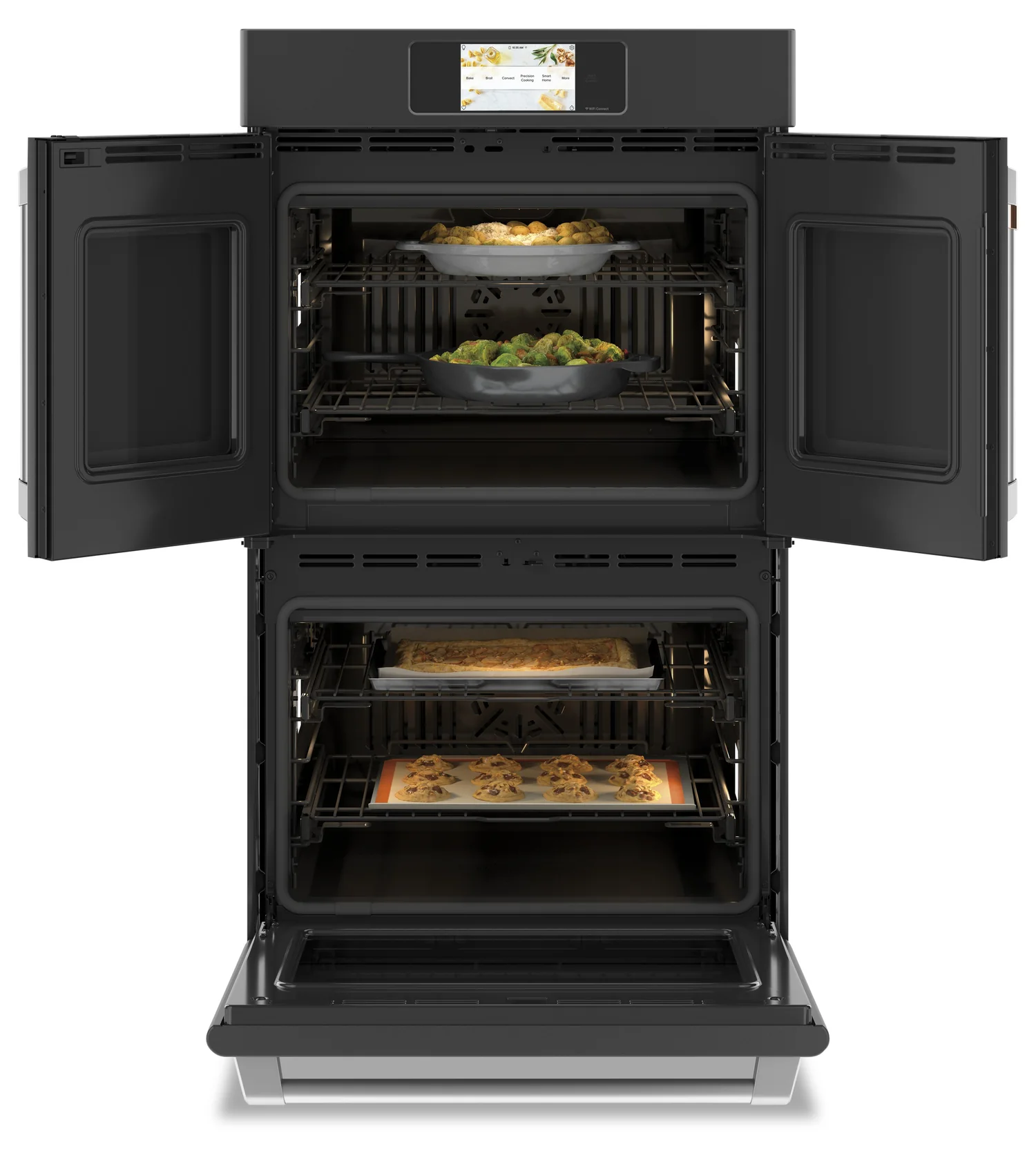 Cafe 30" 10 Cu. Ft. Electric Double Wall Oven with True European Convection - Matte Black - CTD90FP3ND1