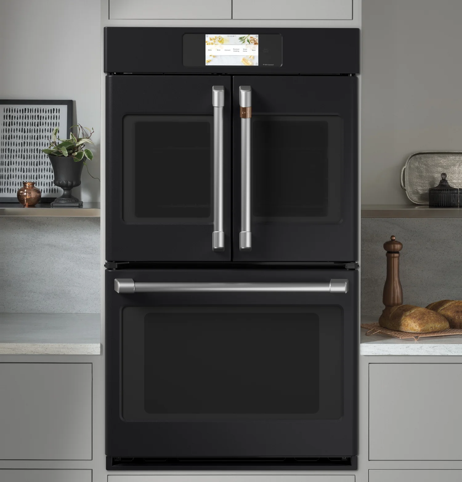Cafe 30" 10 Cu. Ft. Electric Double Wall Oven with True European Convection - Matte Black - CTD90FP3ND1