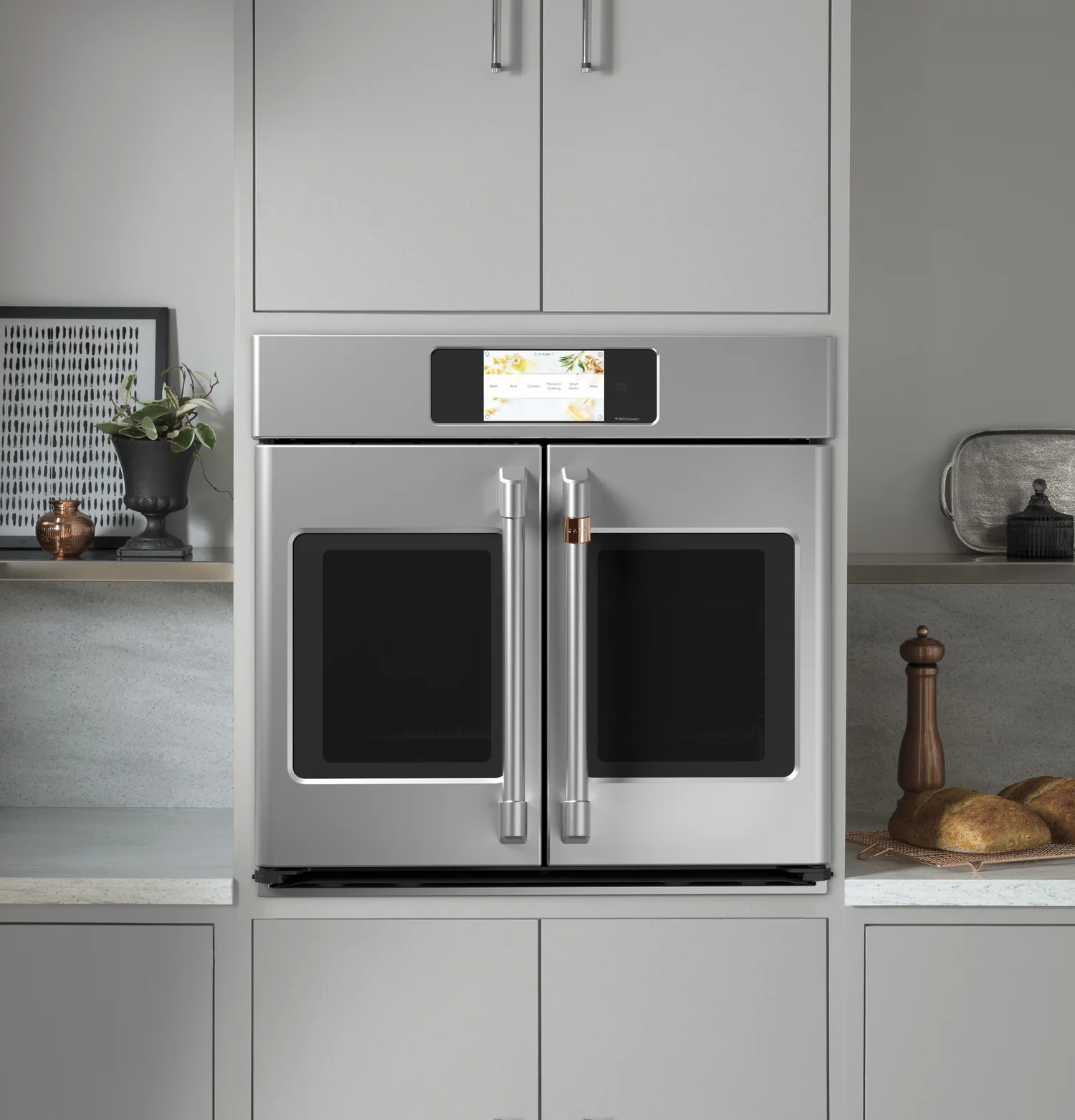 Cafe 30" 5 Cu. Ft. Electric Wall Oven with True European Convection French Door - Stainless - CTS90FP2NS1