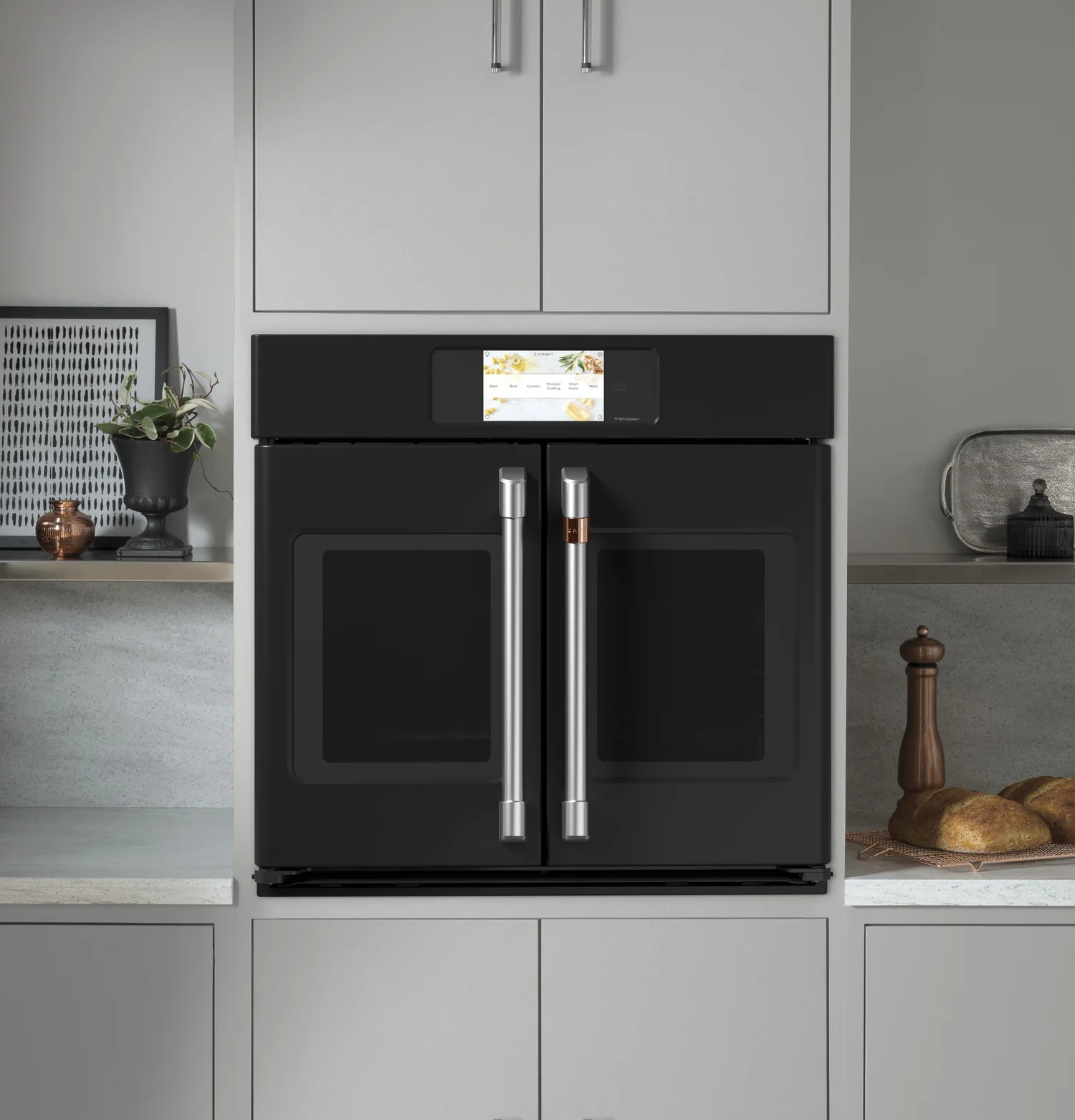 Cafe 30" 5 Cu. Ft. Electric Wall Oven with True European Convection French Door - Matte Black - CTS90FP3ND1