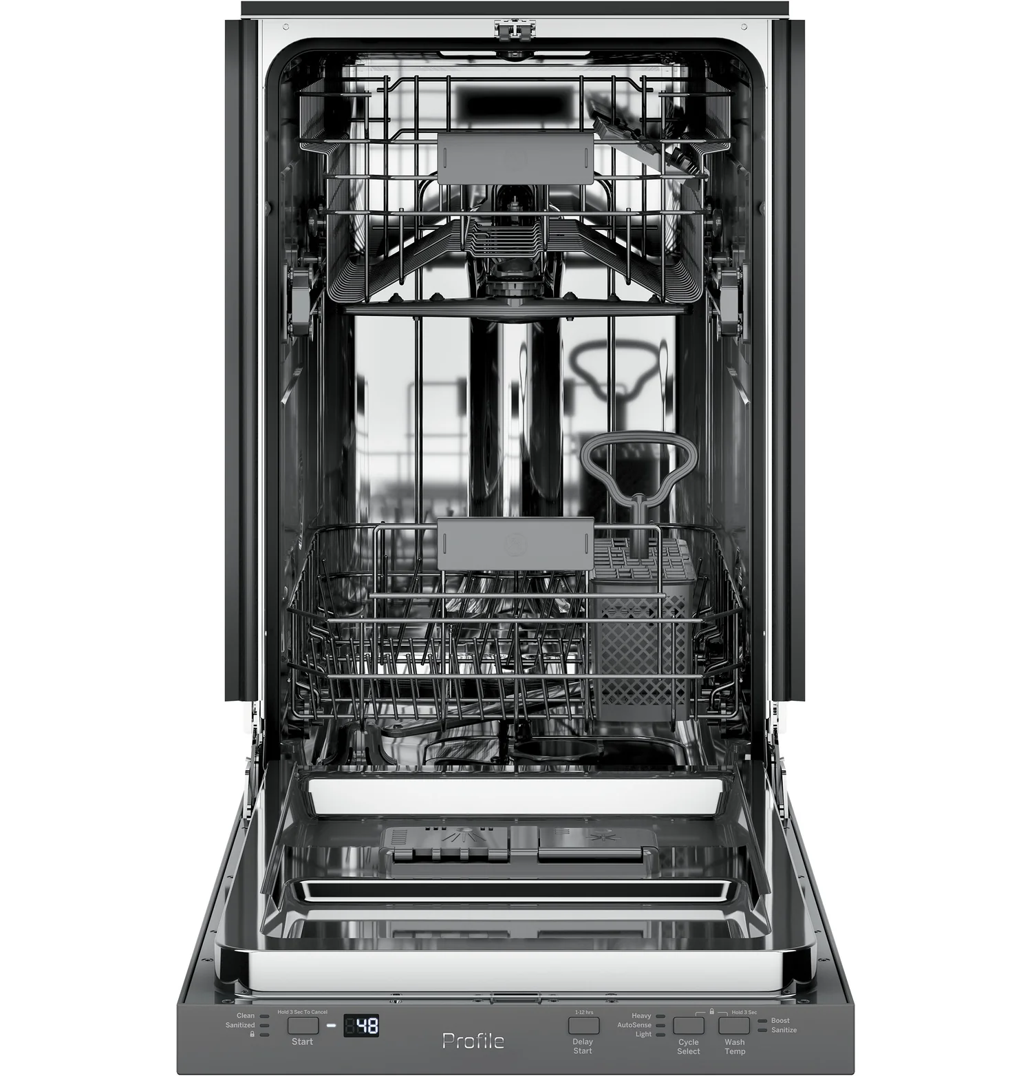 Profile 18" 47 dBA Built-In Top-Control Dishwasher with Calrod Heater - Stainless - PDT145SSLSS